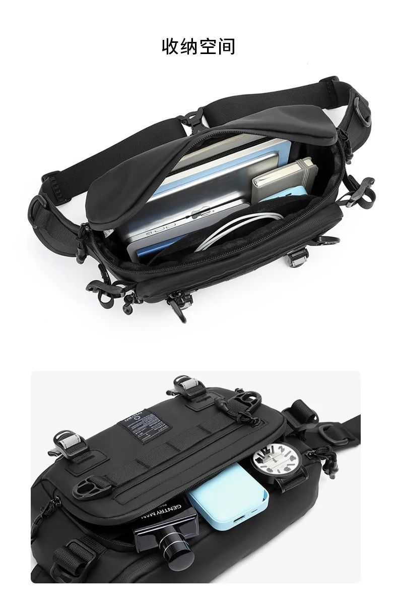 OZUKO  Tactical bag Fanny Pack Outdoor Sports Tactical  Multifunction Waterproof Male Chest Bag Mens Crossbody Bags