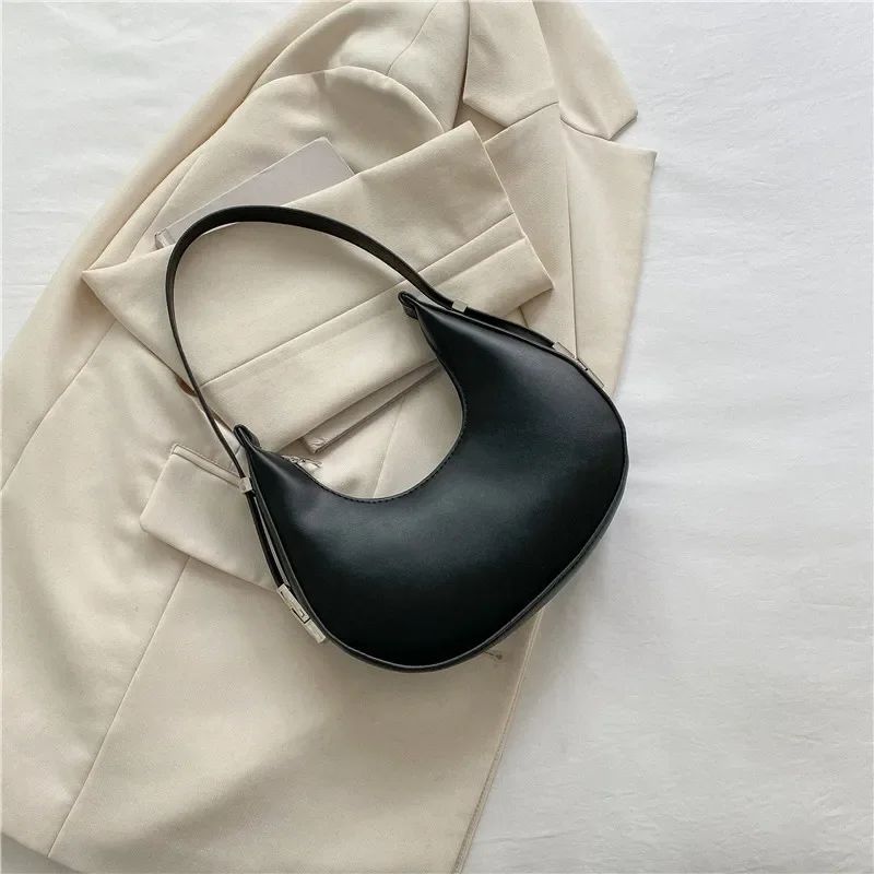 Fashion Luxury Design PU Leather Hobo Shoulder Bag Women Small Clutch Handbag Purse Female Underarm  Bag Travel Totes