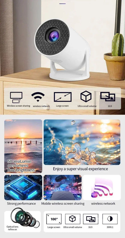 Novo Projetor 4K Android 11 HY300 Wifi6 290ANSI Allwinner H713 BT5.0 1080P 1280*720P Cinema Projetores Portáteis para Exterior?