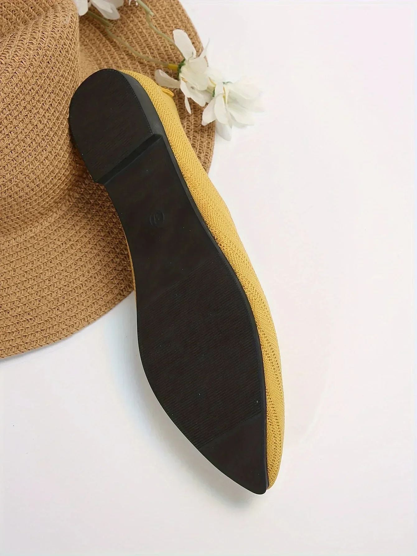 New 2024 Pointed Toe Flat Office Boat Solid Color Knitted Slip on Shoes Casual Ballet Flats Shoes Women Loafers Zapatos De Mujer