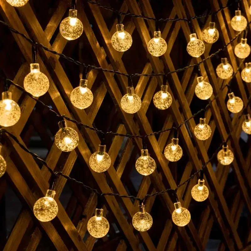 Solar Crystal Globe LED String Lights 60 LED 8 Lighting Modes IP65 Fairy Light Christmas Garland For Garden Party Decor 1pc/2pcs