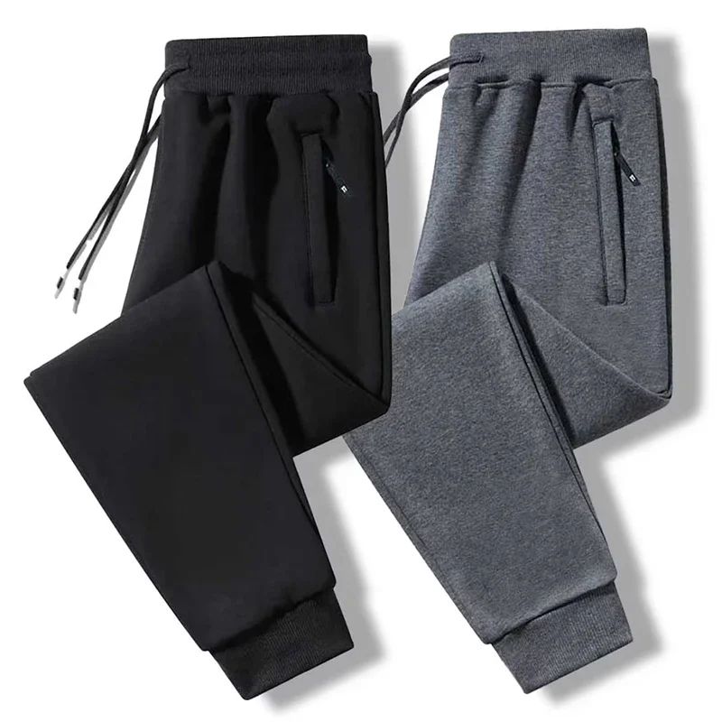 2025 New Men Loose Sweatpants Casual Elastic Drawstring Pants Male Elastic Waist Soft Casual Ankle Band Zipper Pockets Trousers