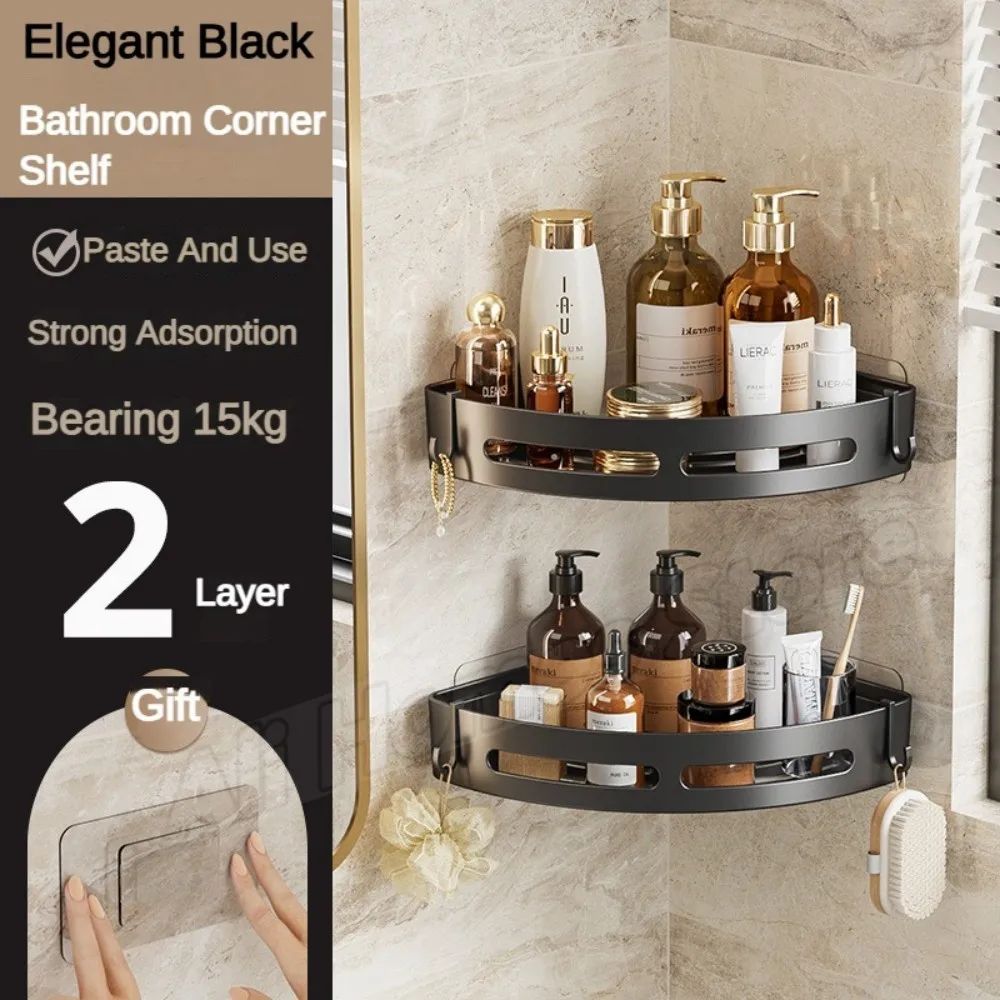 No Drill Wall Corner Bathroom Shelf Corner Shelf Storage Organizer Shower Shelf Shampoo Makeup Bathroom Accessories Towels Rack