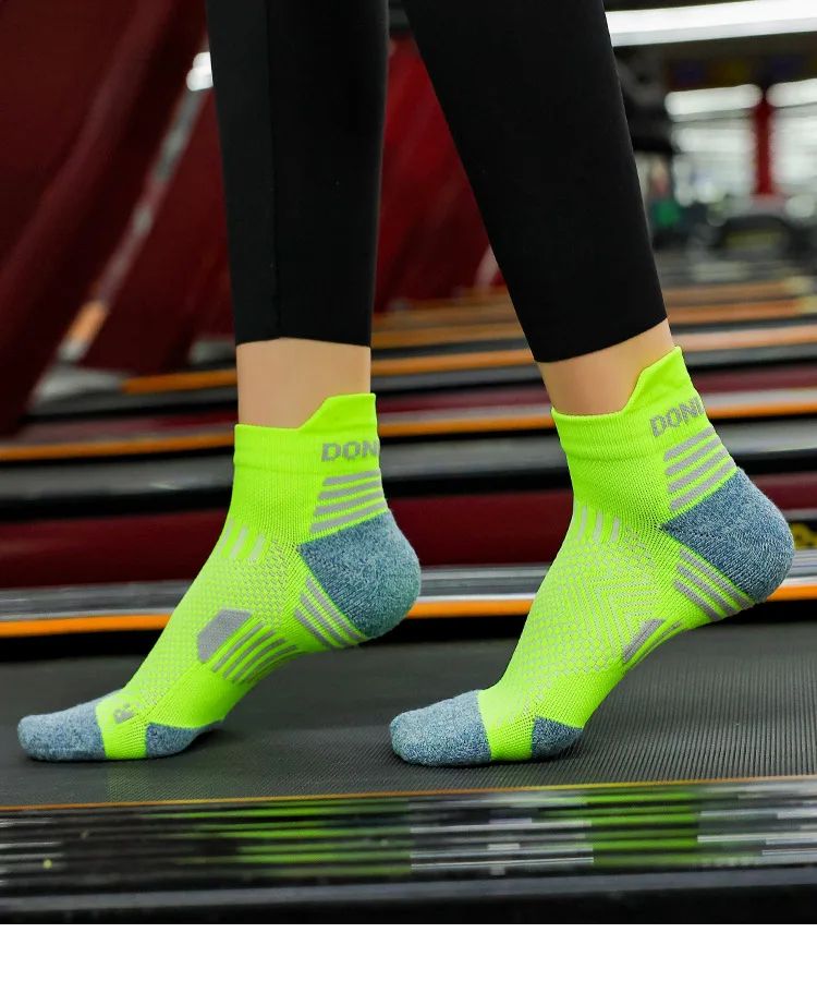 3 Pares Meias de Corrida de Maratona Masculinas Femininas Profissionais Esportivas Tornozelo Fitness Tubo Acolchoado Engrossado Baixo Cano Curto Barco Meias