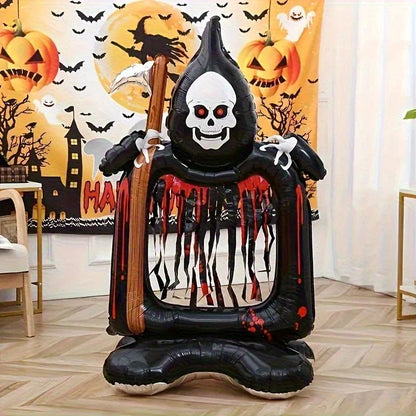 Halloween Party Giant Foil Balloons Inflatable Toys Decor Pumpkin Soldier Witch Ghost Skeleton Reaper Aluminum Standing Balloon