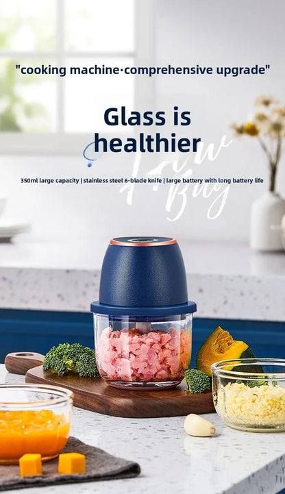 Mini Processador de Alimentos Elétrico TINSOL 350ML, Picador de Carne, Amassador de Alho, USB, Multifuncional, Fatiador de Vegetais, Liquidificador, Misturador de Cozinha