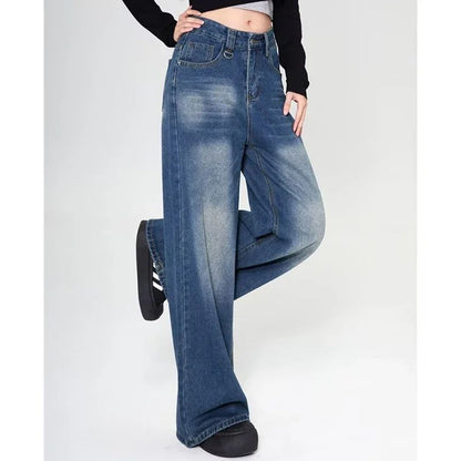 Summer Men Baggy Jeans Unisex Vintage American Style Straight Wide Leg Denim Pants Fashion Brand Hot Sale Casual Trousers