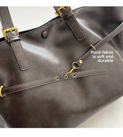 Retro Big PU Leather Shoulder Bag for Women 2025 Winter Trend New Y2K Fashion Handbags Females Travel Luxury Tote Bag  bolsas