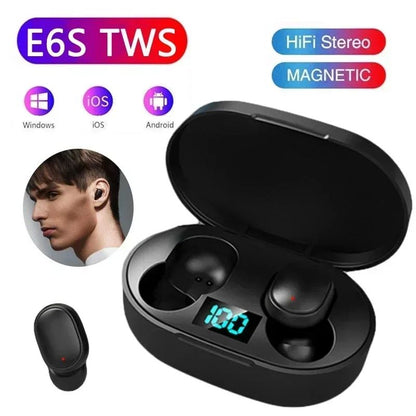 Fone de Ouvido Bluetooth Sem Fio E6S TWS Fone de Ouvido Bluetooth Sem Fio Fones de Ouvido Sem Fio com Cancelamento de Ruído com Microfone