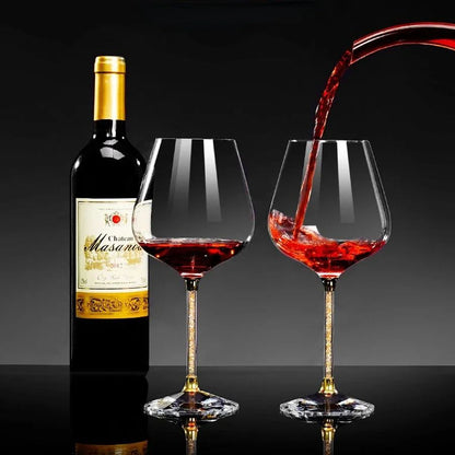 Conjunto 2 Peças Taças de Cristal Luxo Vinho Tinto Copos Altos para Festa Champanhe Flute Copos de Beber