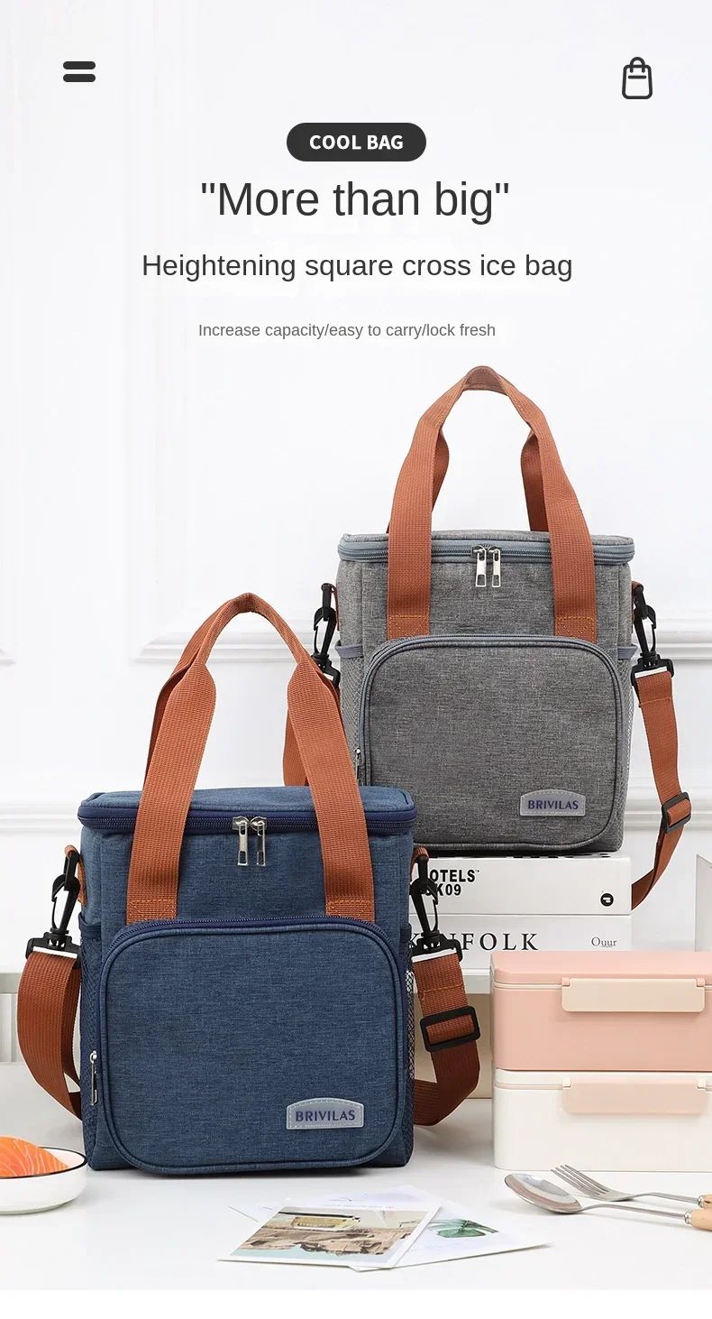 Large Capacity Lunch Bag Thermal Insulation Thickened Waterproof Bags Portable With Handle Crossbody Bag Waterproof Oxford Cloth