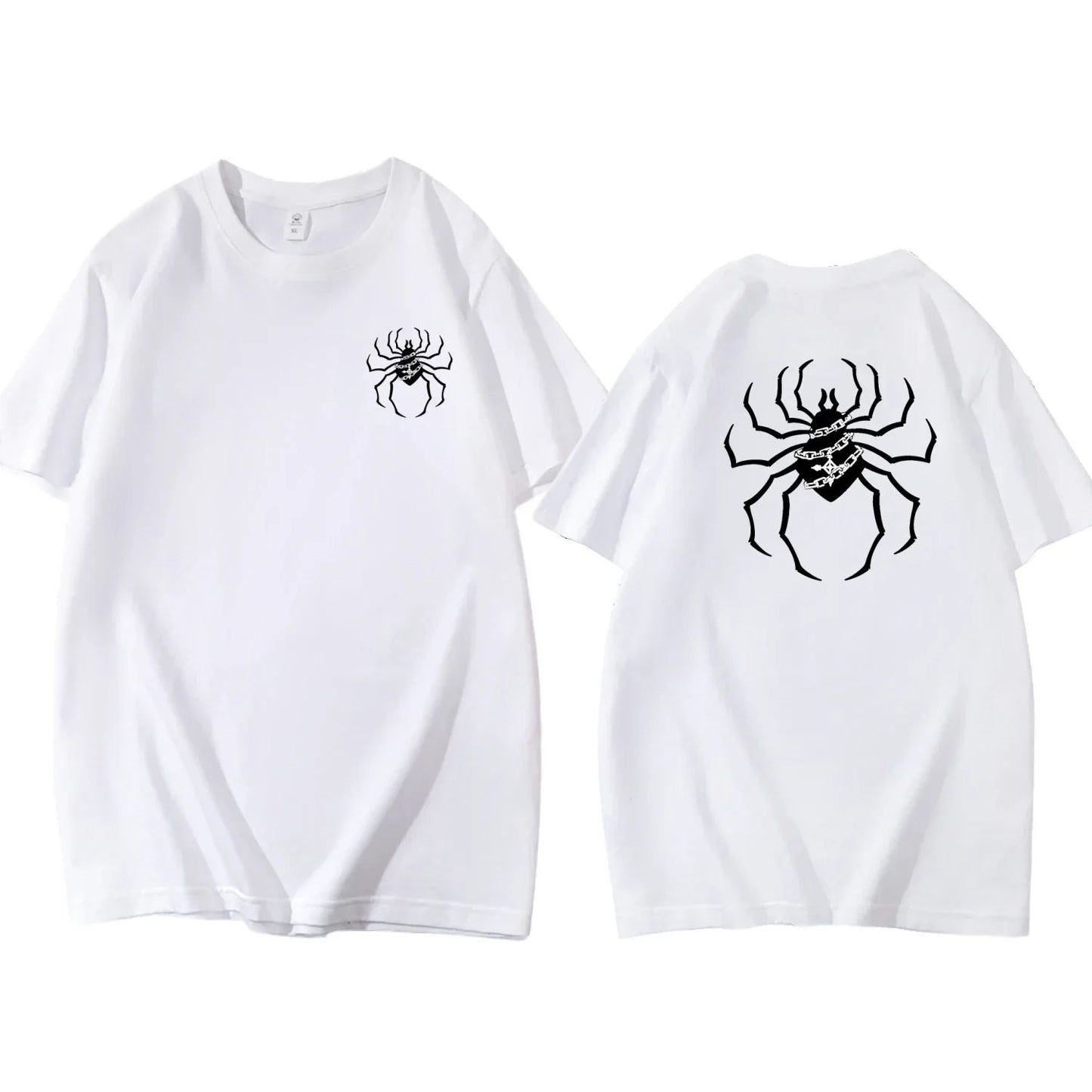 Pure Cotton Men's t shirt Y2k Spider Print T-shirt Casual Street Loose Women's T-shirt vintage graphic t shirts for men