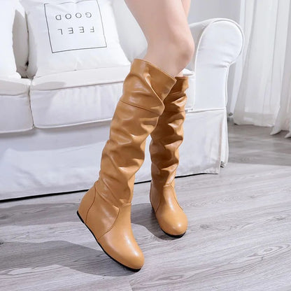 Flat Shoes Spring Autumn Women High Boots Long Western Cowboy Boots Women Footwear Large size 35-43 2024 Mid-Calf Boots Women