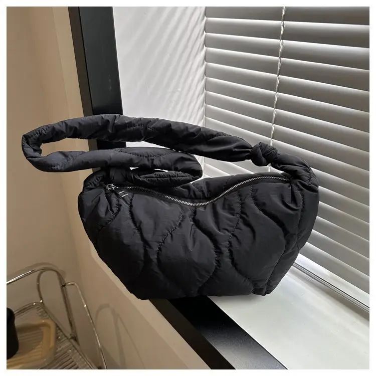 Puffer Shoulder Bag for Women Soft Down Cotton Padded Tote Handbag Purse Quilted Cross Body Bag Solid Color Bubbles Cloud Bag