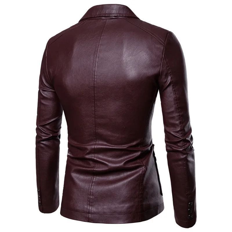 Spring Autumn New Men's Leather Jacket Fashion Lapel Windbreak Solid Color Stylish Outwear Slim Fit Motorcycle Streetwear