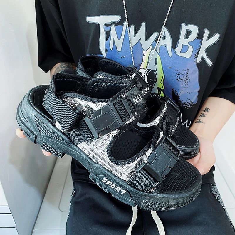 Summer Men's Sport Sandals Big Size 45 Slip on Casual Shoes for Men Outdoor Fashion Holiday Thick Sole Beach Sandals