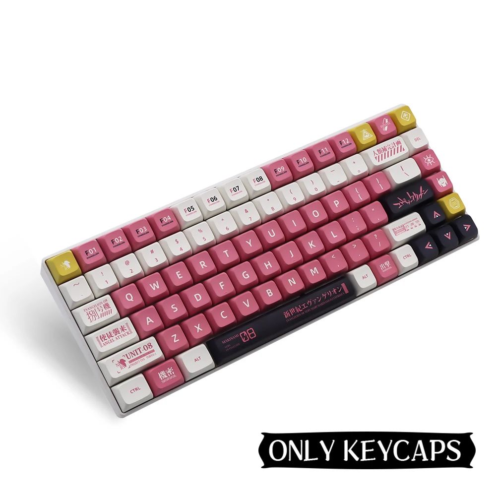 Keycaps Personalizadas Tema Eva Animação Japonesa Perfil XDA PBT Sublimação para Teclado Mecânico com Switch MX GMK