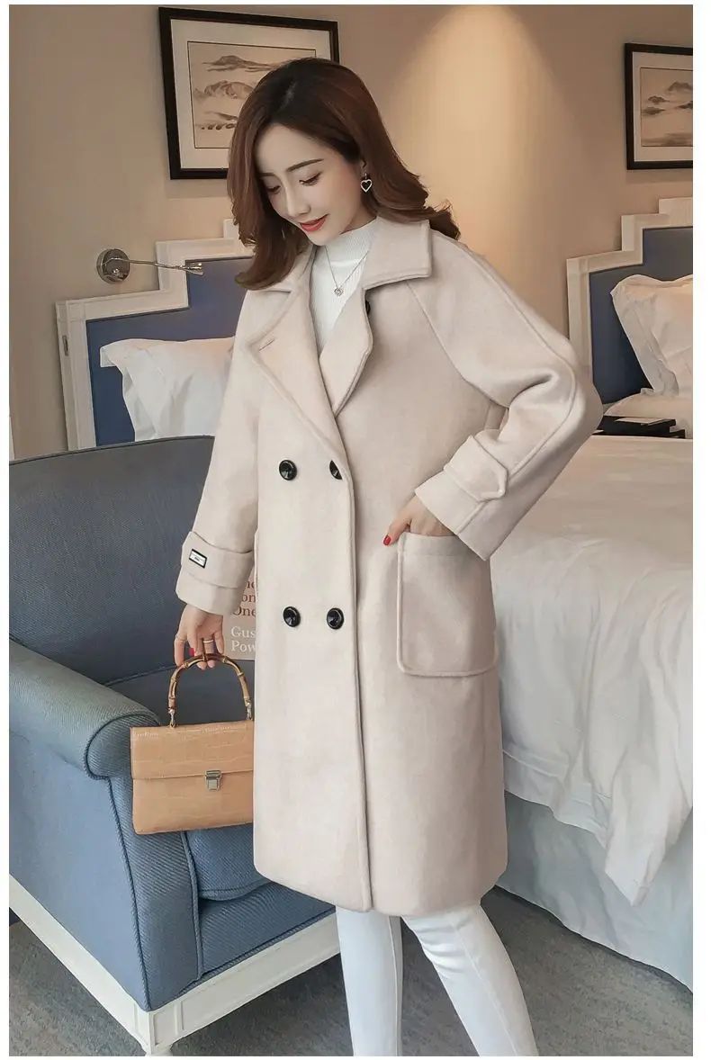 Fashionable Woolen Coat Women's Mid-Length Korean Style Hot Sale Of The Season New Spring Autumn Slimming Versatile Tweed Jacket
