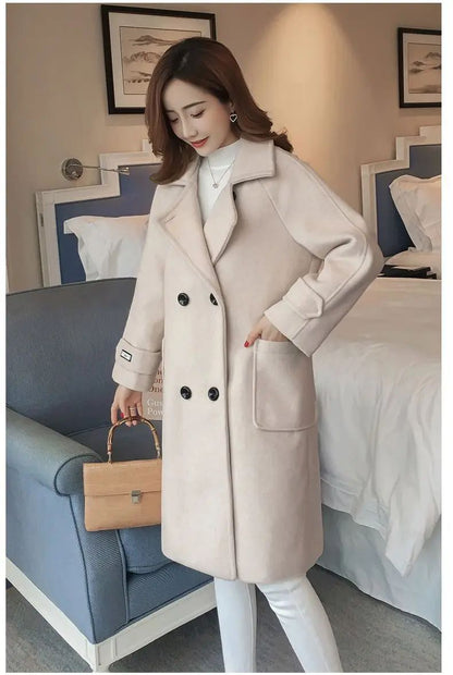 Fashionable Woolen Coat Women's Mid-Length Korean Style Hot Sale Of The Season New Spring Autumn Slimming Versatile Tweed Jacket