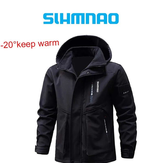 Conjunto de Pesca Masculino de Inverno 2025 Novo Impermeável e Quente Engrossado, Calça de Neve de Algodão, Conjunto Quente de Montanhismo à Prova de Vento