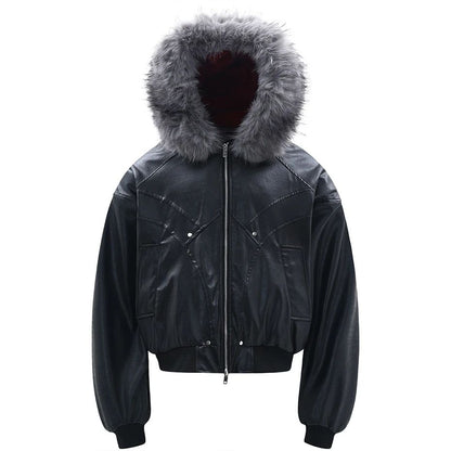 Vintage Men Winter Jackets Fur Collar Fleece Warm Parkas Coats Streetwear Harajuku Leather Jackets Casual Padded Jackets Outwear