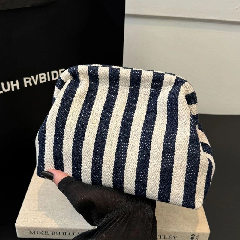 Summer Woven Crochet Purses for Women Beach Clutch Handbags 2025 Dumpling Hobo Casual Colorblock Bag Ladies Ruched Cloud Purse