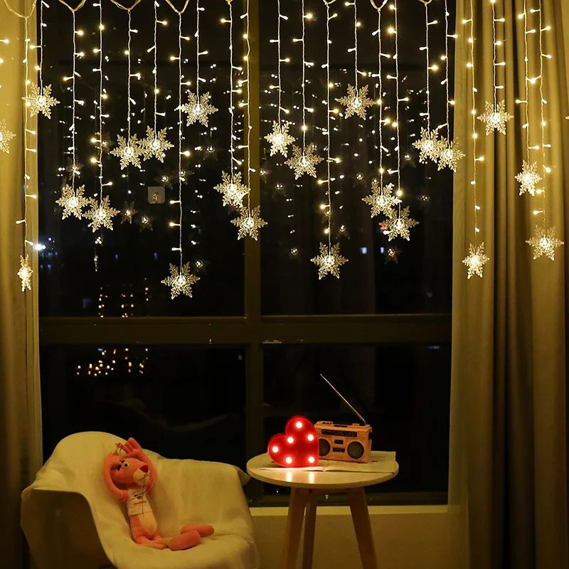 Solar Ice Strip Snowflake String Light Christmas Tree Decoration Light Winter Festival Light for Christmas Halloween Decor