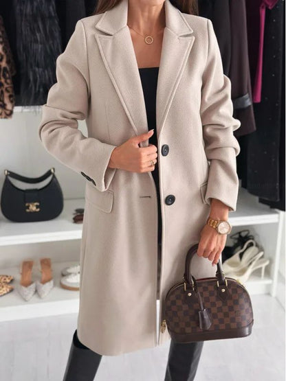 Hot Sale Of The Season Autumn Winter Simple Long Sleeve Solid Color Single Button Woolen Coat Women's Fashionable Elegant Outerw