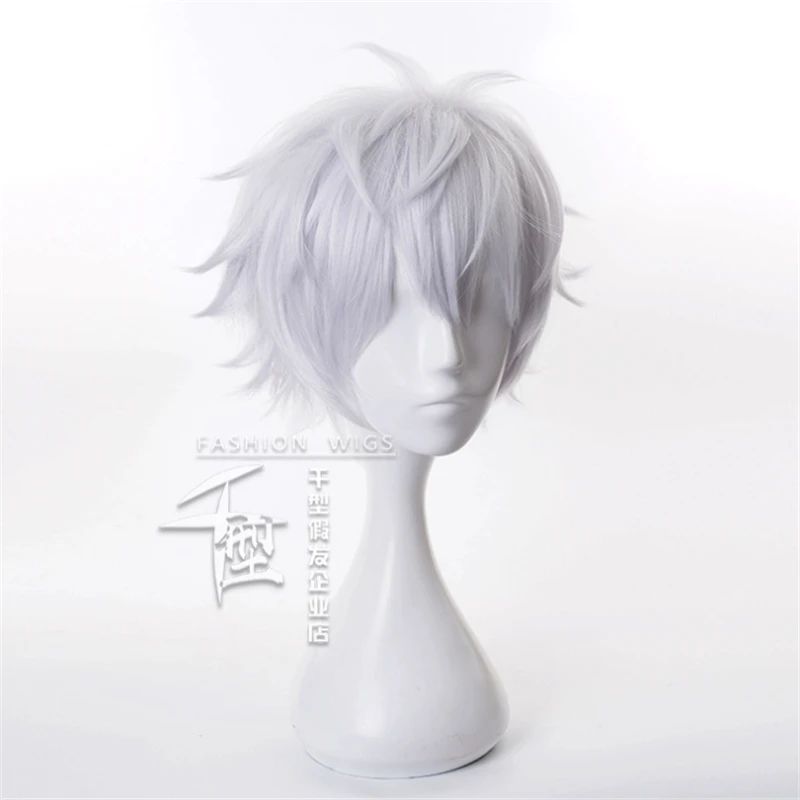 Anime Jujutsu Kaisen Gojo Satoru Lançamento Estado Peruca Cosplay Perucas Sintéticas Pó de Jogo Cabelo Curto Branco Prata Halloween