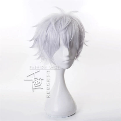 Anime Jujutsu Kaisen Gojo Satoru Lançamento Estado Peruca Cosplay Perucas Sintéticas Pó de Jogo Cabelo Curto Branco Prata Halloween