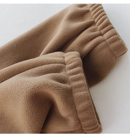 Thick Warm Fleece Lined Wide Leg Casual Sweatpants Women's Autumn Winter plus Size Cuffed Slimming Loose Fit Sport Pants