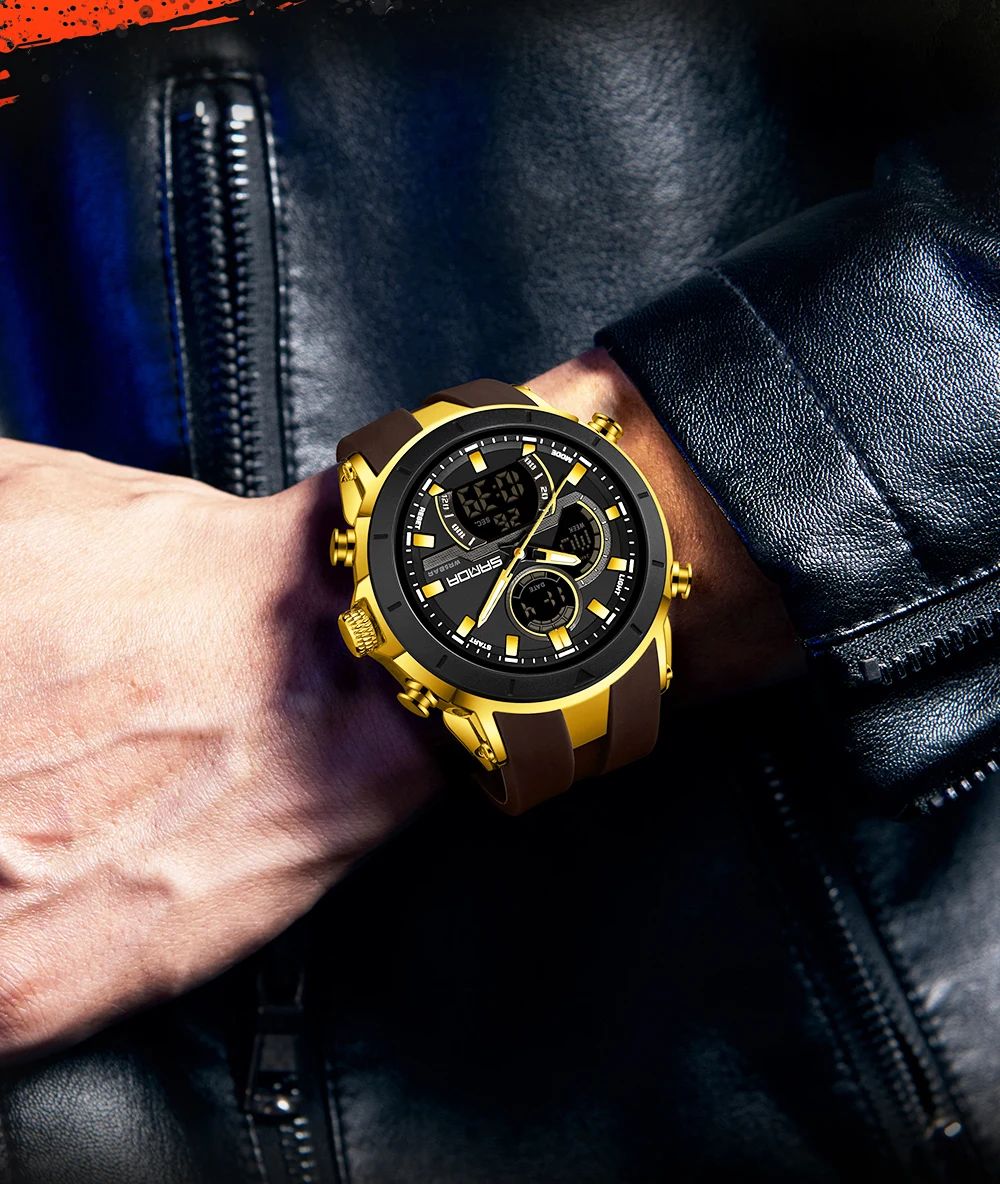 SANDA Mens Watches Countdown Waterproof Alarm Clock Wristwatch Multifunctional Luminous Men Quartz Digital Watch Alarm Clock