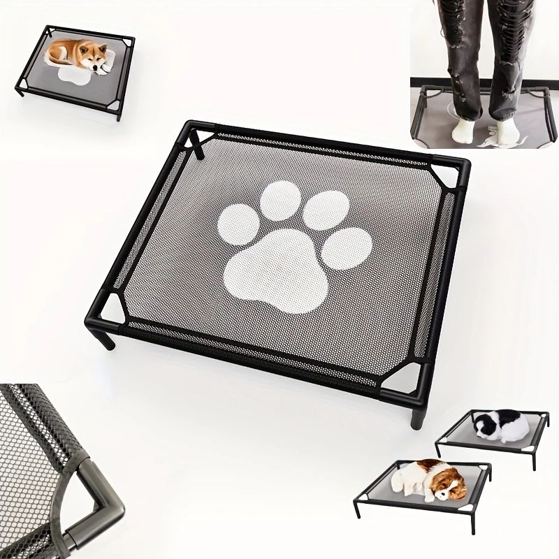 Cama Elevada para Cães Refrigerante - Cama de Berço Elevada para Cães, Berço para Animais de Estimação com Malha Durável e de Apoio, para Uso Interno e Externo, Preto, Cama Pequena para Animais de Estimação