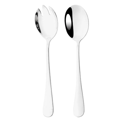 2Pcs Salad Spoon Dinnerware Set Gold Unique Spoon Cutlery Set Salad Fork Stainless Steel Tableware Party Serving Spoon Flatware