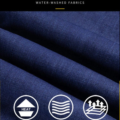 2025 New Classic  Men's Business Casual Velvet Jeans Winter Chinese Embroidery Straight Loose Warm Thick Pants