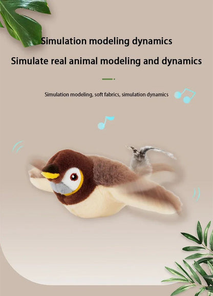 Pássaro Elétrico de Catnip (com Catnip) Brinquedo Interativo para Gatos Recarregável por USB Pet Cães Gatos Brinquedo Quente de Pelúcia com Som Ativado por Toque