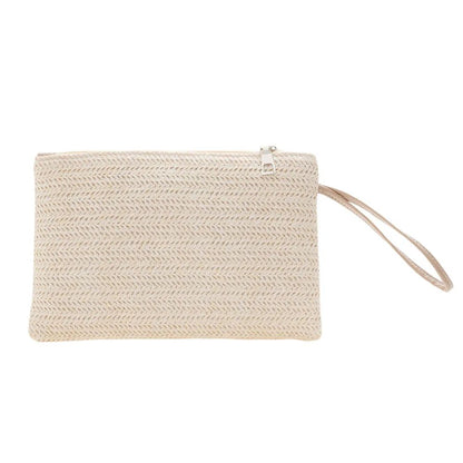 Boho Elegant Straw Handbag Beach Clutch Women's Beach Woven Clutch Purse Solid Colour