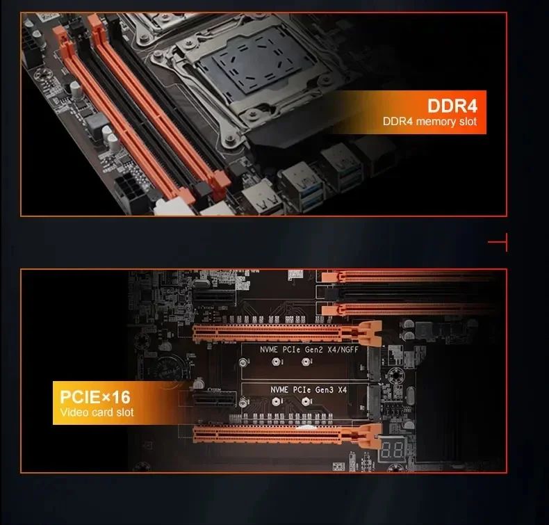 Kit Placa-mãe X99 Dual CPU lntel Xeon E5 2680 V4 e DDR4 64 GB (4*16 GB) LGA2011-3 M.2 NVME para Computador Desktop Gamer