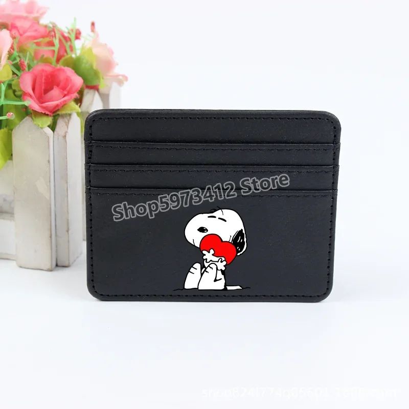 Bolsa Moedeiro Snoopy Peanuts Anime Porta Cartão de Crédito Passaporte Carteira de PU Capa para Cartões de Identificação Bolsa Presente de Aniversário para Crianças Homens Mulheres