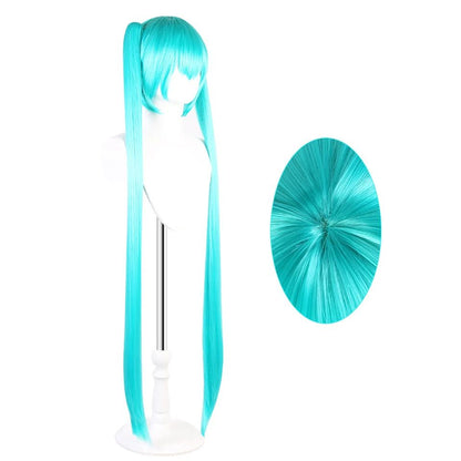 Long Synthetic Hair Clips 2 Ponytails Lolita Green Pink Heat Resistant Party Wigs Synthetic Hair Hatsune Miku Wig Cosplay