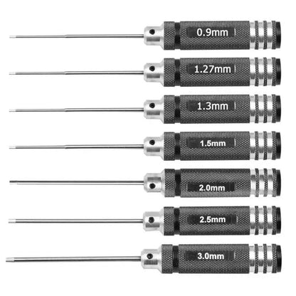 Kit de chave de fenda hexagonal de aço branco 0,9/1,27/1,3/1,5/2,0/2,5/3,0 mm para helicóptero RC, avião, carro, drone, modelo de aeronave e reparo