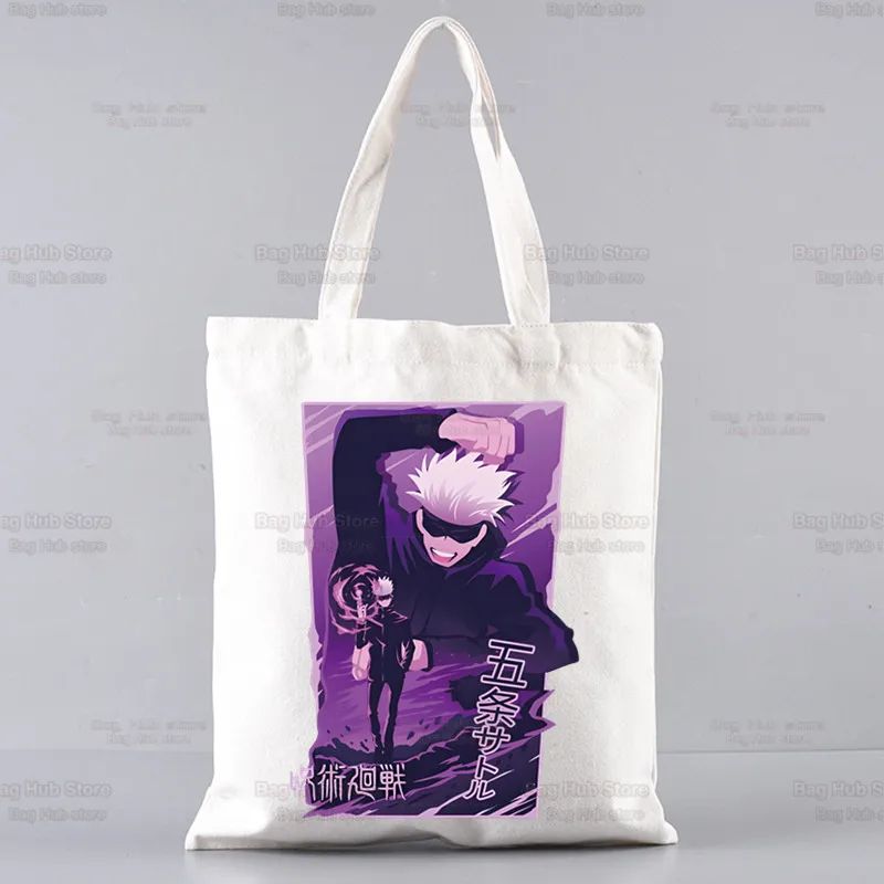 Gojo Satoru Jujutsu Kaisen Otaku Women Men Handbags Canvas Tote bags Reusable Cotton High capacity Shopping Bag