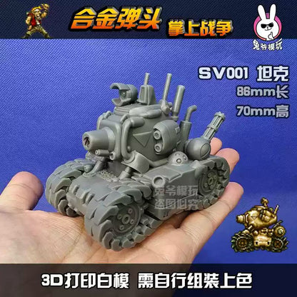 Tanque de Guerra Mundial II Estilo Chibi Metal Slug Gk Modelo - Miniatura Militar Impressa em 3D Modelo Branco Não Pintado Para Diorama de Mesa e Wargame