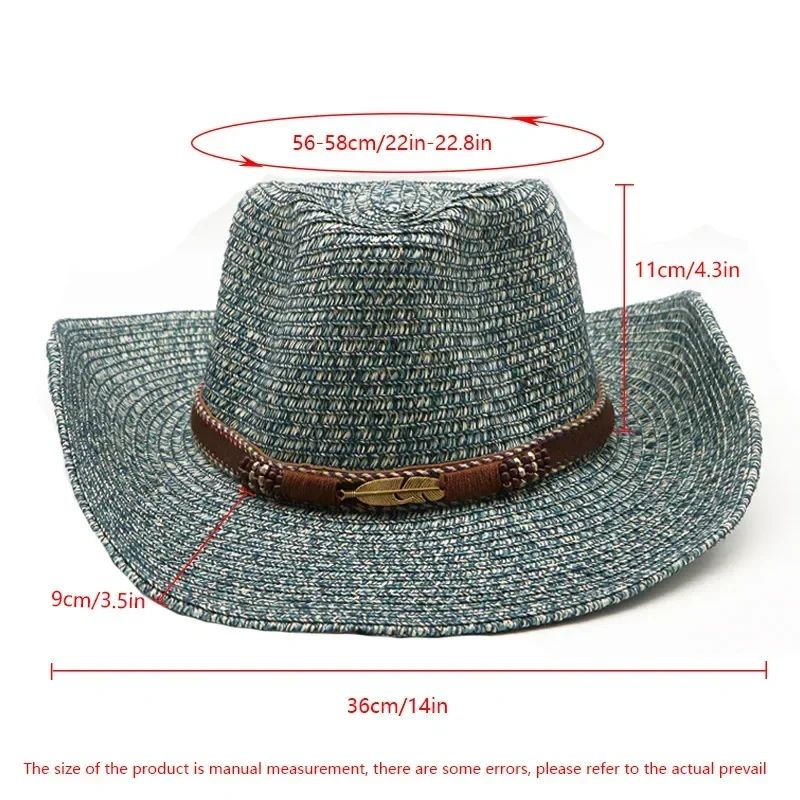 Western Cowboy Hat Summer UV Protection Unisex Vintage Sun Hat for Outdoor Travel Riding New
