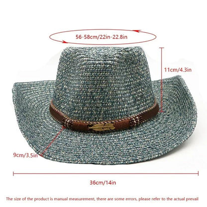Western Cowboy Hat Summer UV Protection Unisex Vintage Sun Hat for Outdoor Travel Riding New
