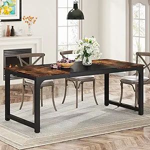 71"x31.5" Dining Table, Industrial Kitchen Table for 6-8 Person, Rectangular Dinner Table for Dining Room Kitchen Living Room,
