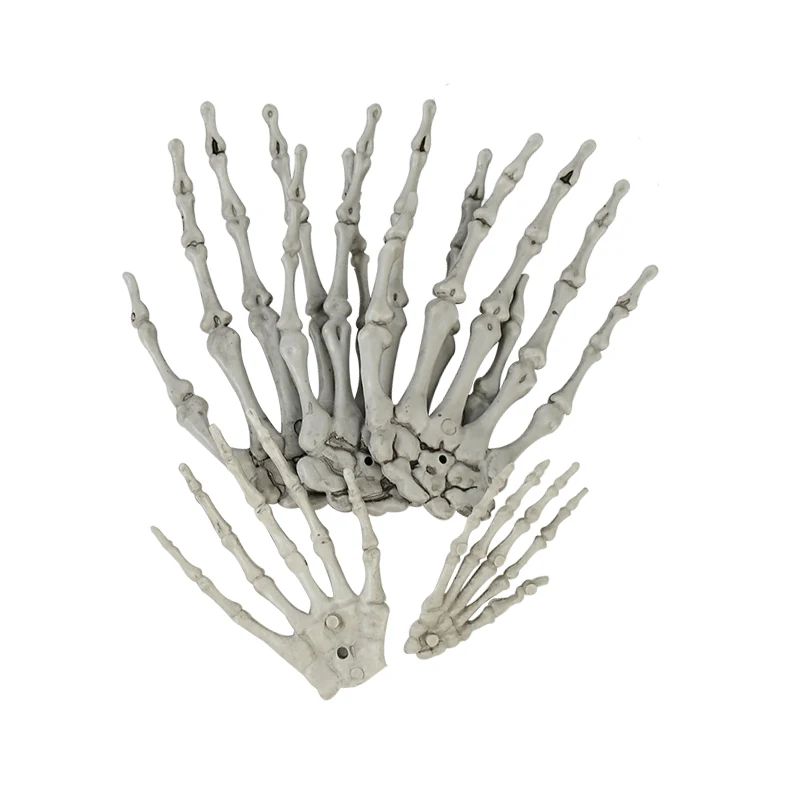 1 Pair Of Halloween Skeleton Hands Haunted House Bar Party Plastic Horror Props Dummy Hands Bones Halloween Scene Decor Supplies