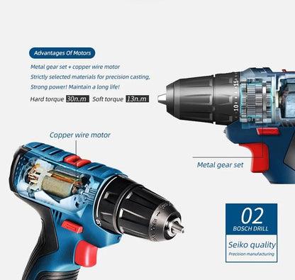 BOSCH GSR 120-LI 12V ferramenta elétrica recarregável, parafusadeira elétrica, furadeira elétrica manual de lítio, bateria 2.0Ah