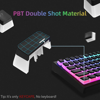 Novas teclas Pudding PBT 129 teclas Double Shot translúcidas para layouts de 60% 80% 100% perfil OEM para teclado mecânico gamer RGB