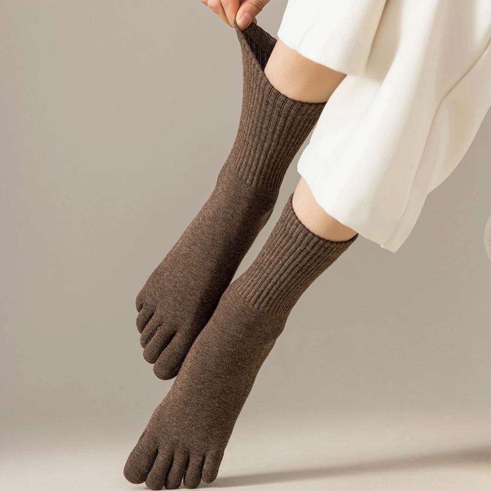 4 Pairs Women Toe Socks Five Finger Socks High Quality Cotton Autumn Spring Middle Tube Sports Socks with Separate Fingers